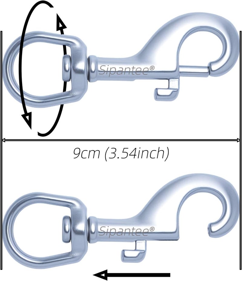 sipantee 8PCS 316 Stainless Steel Single Ended Swivel 3.5 inch Swivel Eye Snap Hook Scuba Bolt Snap Single Ended Bolt Snap for Pet Leash, Scuba Diving, Heavy Duty Clips, Dog Leash, Diving Single End Snap - Image 3